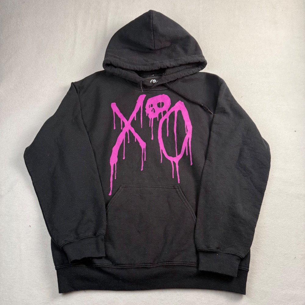 XO The Weeknd Habits Graphic Hoodie Black Pink Small Think Im An Addict Spencers